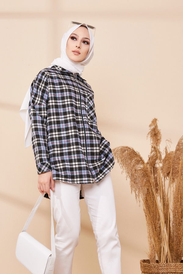 Düz Orta Kadın Mavi TUNIK - 3458