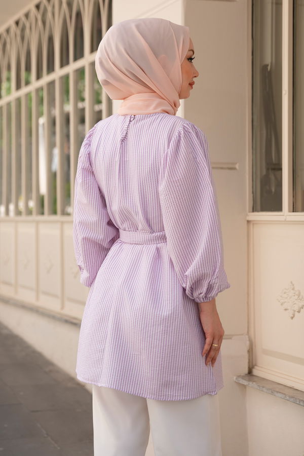Düz Orta Kadın Lila Tunik - 21048 LİLA