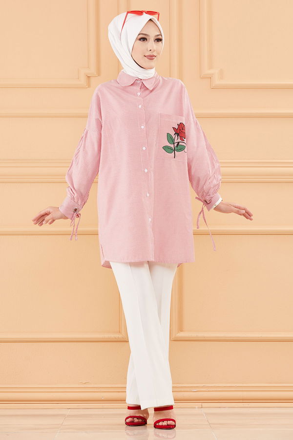 Düz Orta Kadın Kırmızı TUNIK - 3495