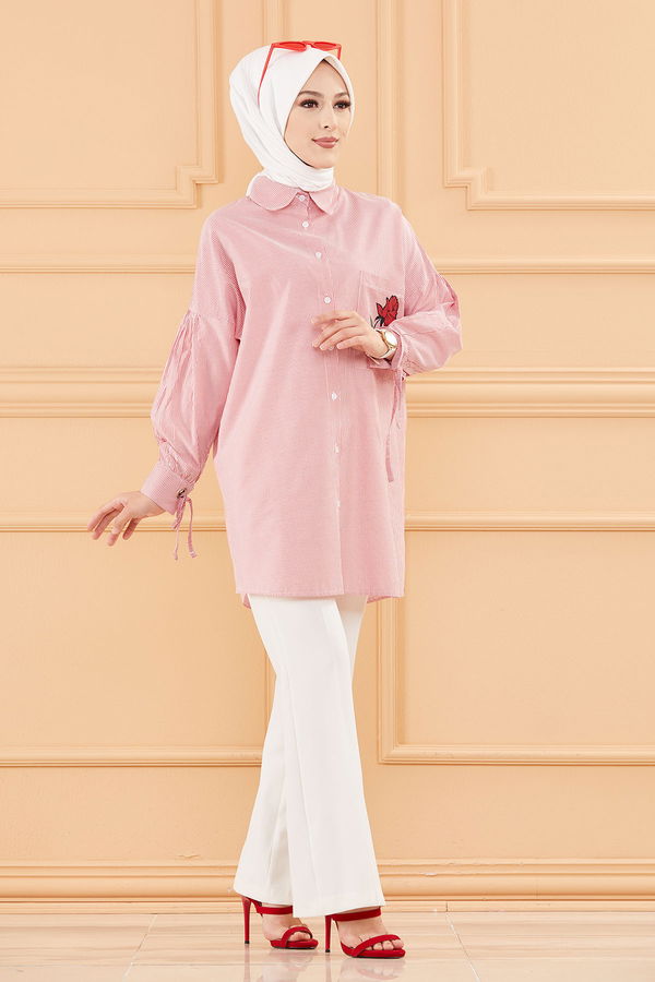 Düz Orta Kadın Kırmızı TUNIK - 3495