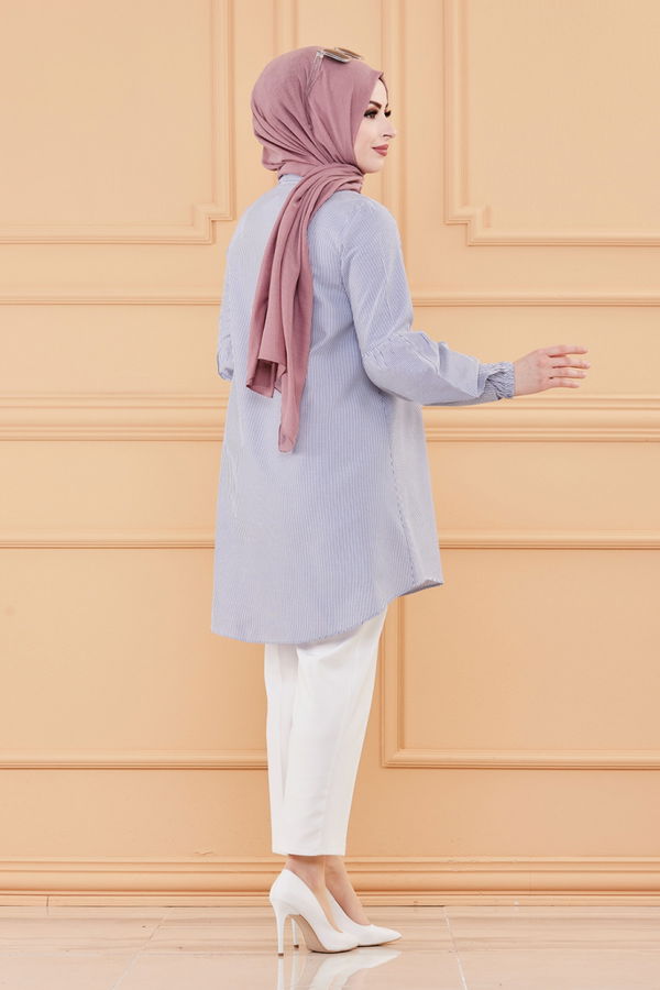 Düz Orta Kadın Mavi TUNIK - 3505 MAVİ
