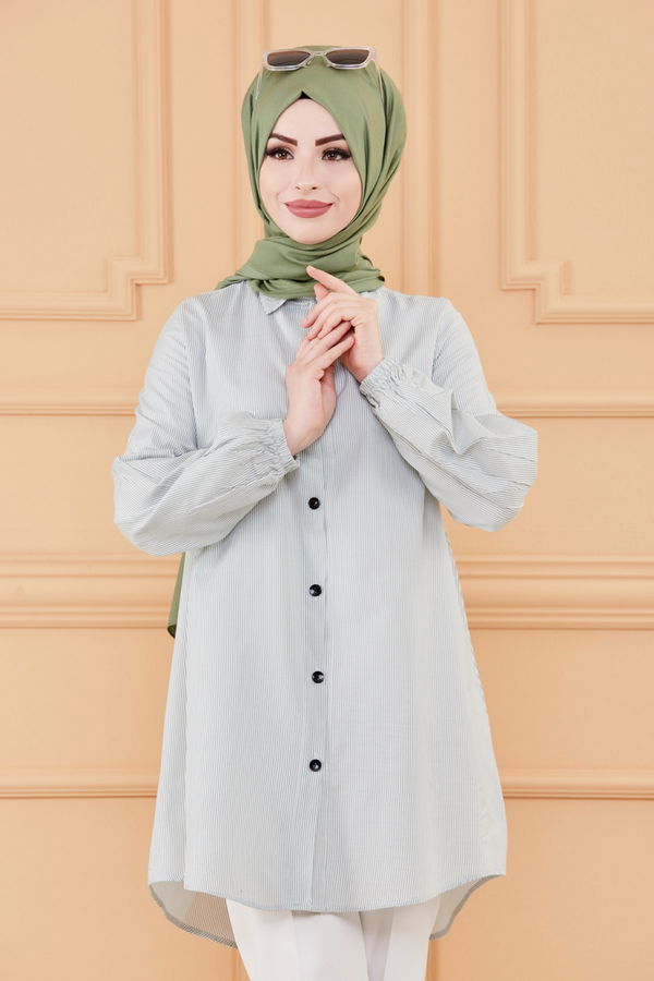 Düz Orta Kadın Yeşil TUNIK - 3505