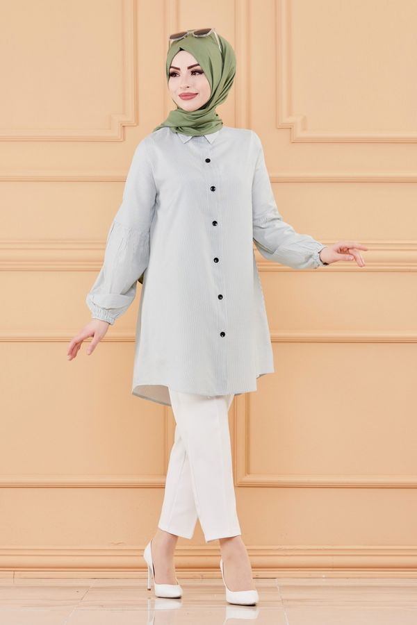 Düz Orta Kadın Yeşil TUNIK - 3505