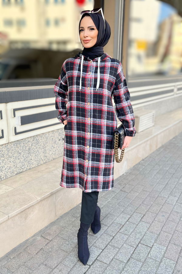 Düz Gömlek Yaka Kadın Lila Tunik - 11349 LİLA