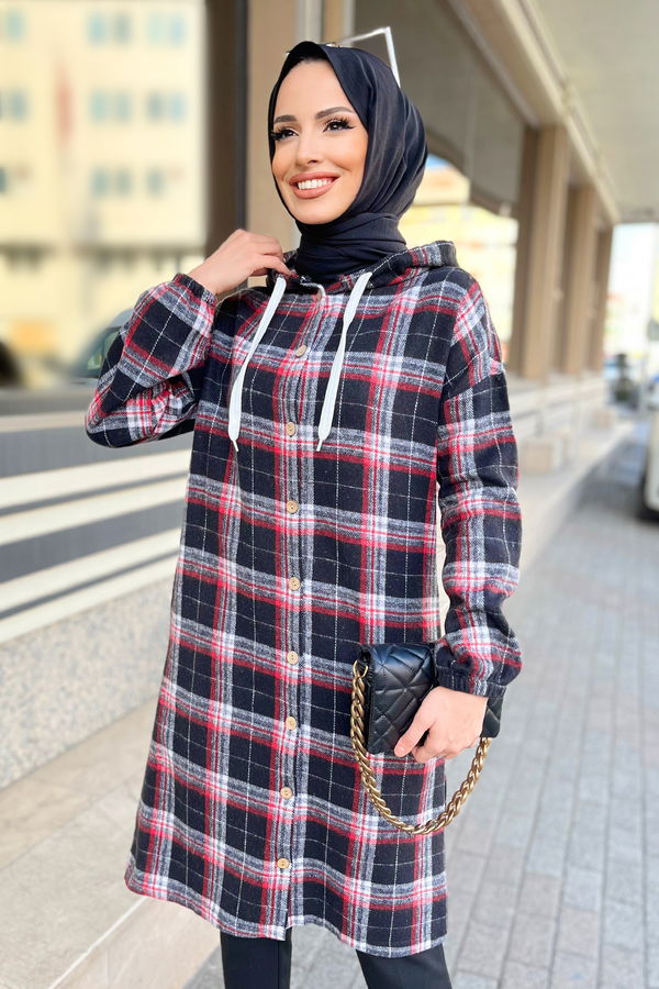 Düz Gömlek Yaka Kadın Lila Tunik - 11349 LİLA