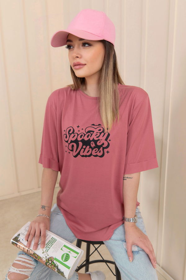 Düz Bisiklet Yaka Kadın Pembe T-Shirt - 22244 PEMBE
