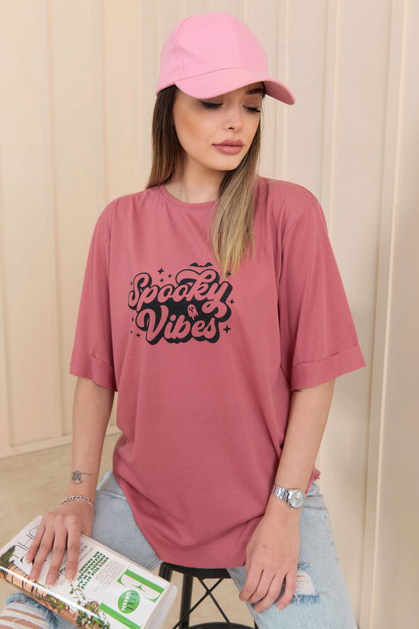 Düz Bisiklet Yaka Kadın Pembe T-Shirt - 22244 PEMBE