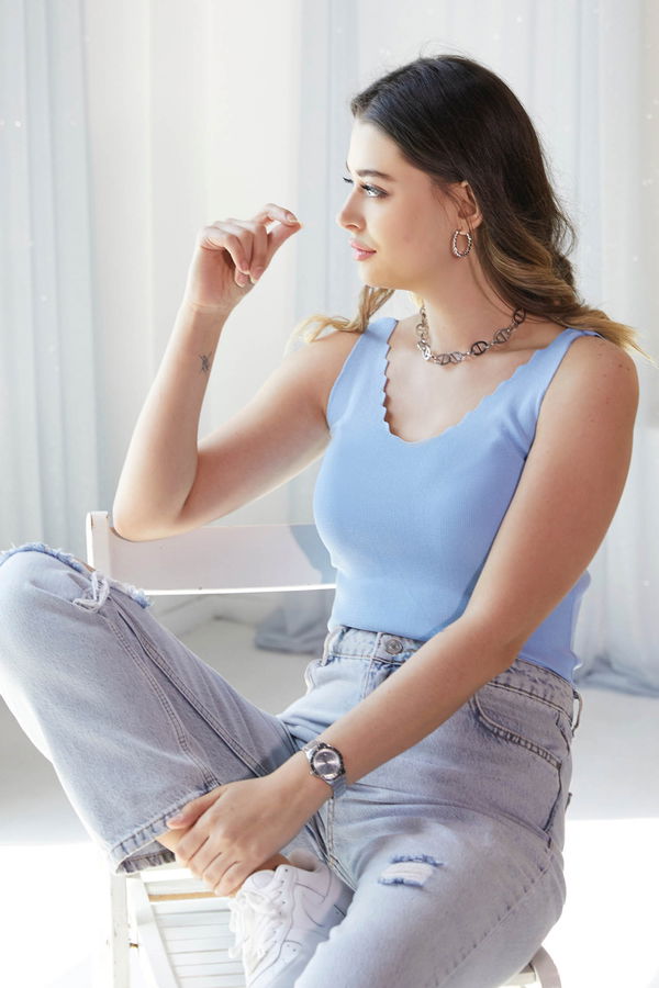 Düz Orta Kadın Antrasit Örme Atlet - 60033 ANTRASİT