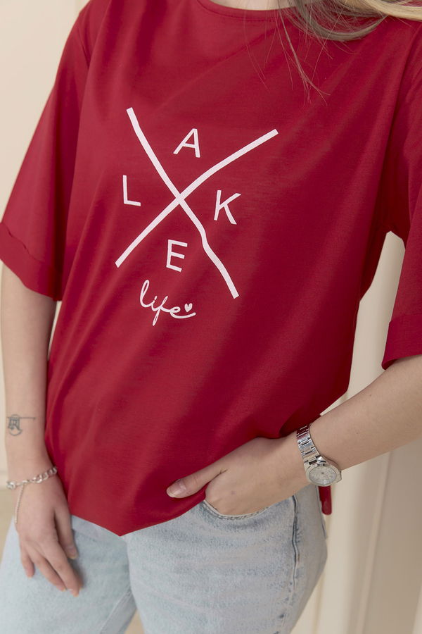 Düz Bisiklet Yaka Kadın Kırmızı T-Shirt - 22248 Kırmızı
