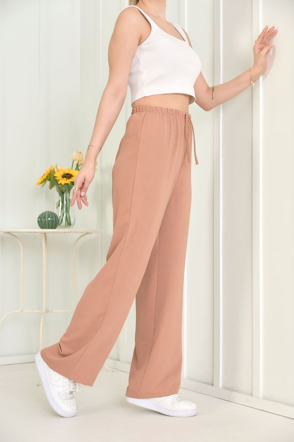 Düz Orta Kadın Taba Pantolon - 3251