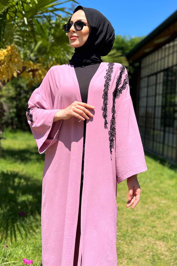 Düz Orta Kadın Pembe Hırka - 11510