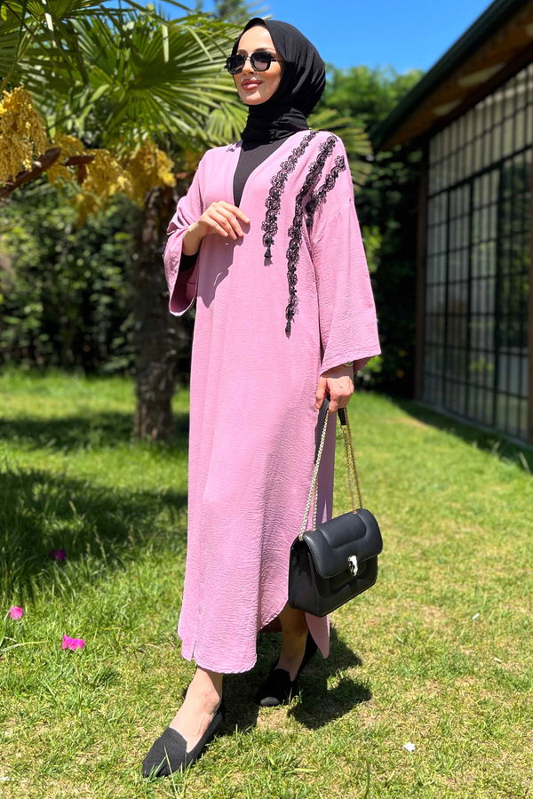 Düz Orta Kadın Pembe Hırka - 11510