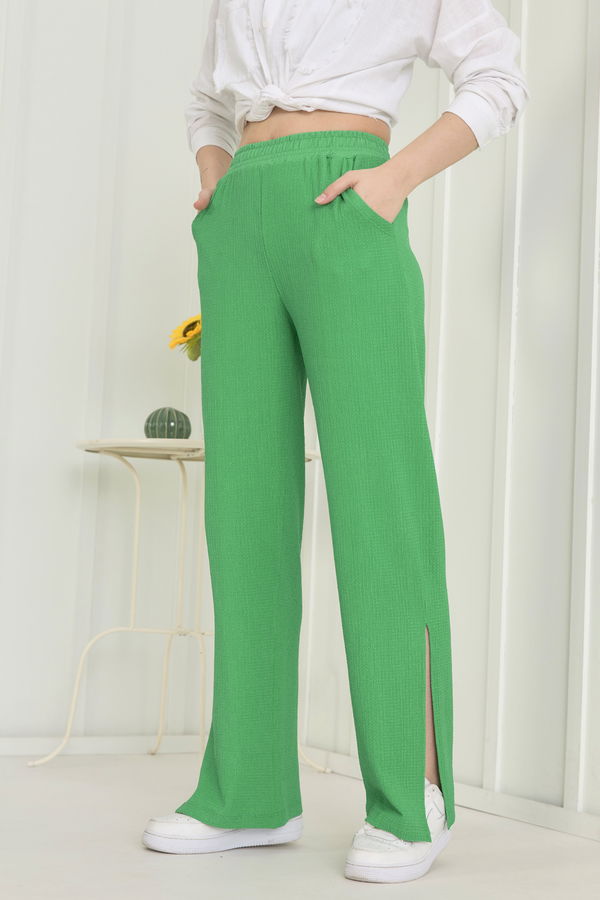 Düz Orta Kadın Yeşil Pantolon - 22536 YEŞİL