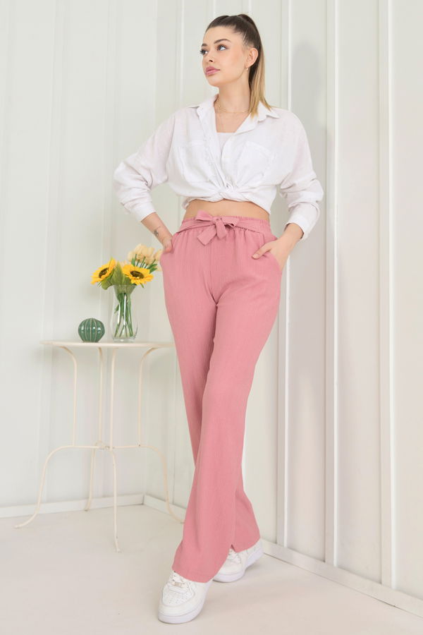 Düz Orta Kadın Pembe Pantolon - 22539 PEMBE