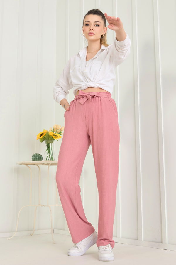 Düz Orta Kadın Pembe Pantolon - 22539 PEMBE