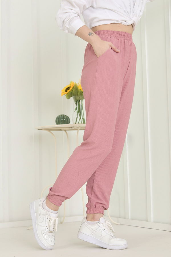 Düz Orta Kadın Pembe Pantolon - 22540