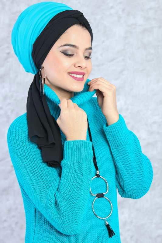 Düz Orta Kadın Petrol Triko Tunik - Petrol 01 9205 - 9205