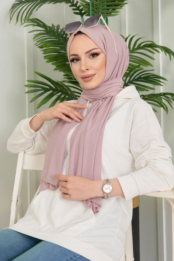 Düz Orta Kadın Pembe Penye Şal - 22175