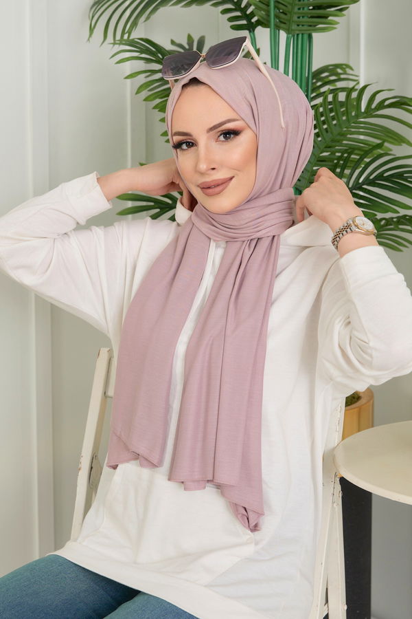 Düz Orta Kadın Pembe Penye Şal - 22175