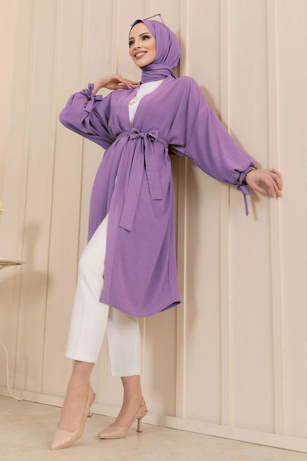 Düz Orta Kadın Lila Tunik - 11658