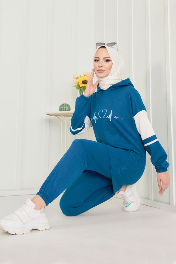 Düz Orta Kadın Mavi Tunık Pantolon  - 3473 MAVİ