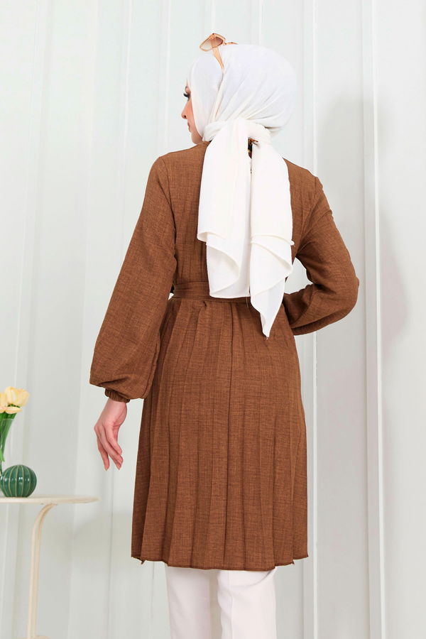 Düz Bisiklet Yaka Kadın Taba Tunik - 11684