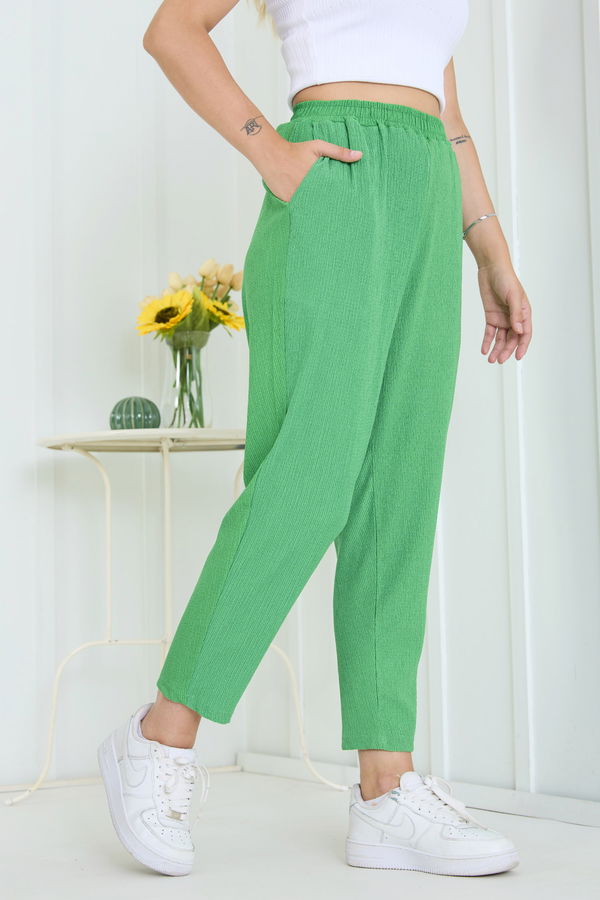 Düz Orta Kadın Yeşil Pantolon - 11486