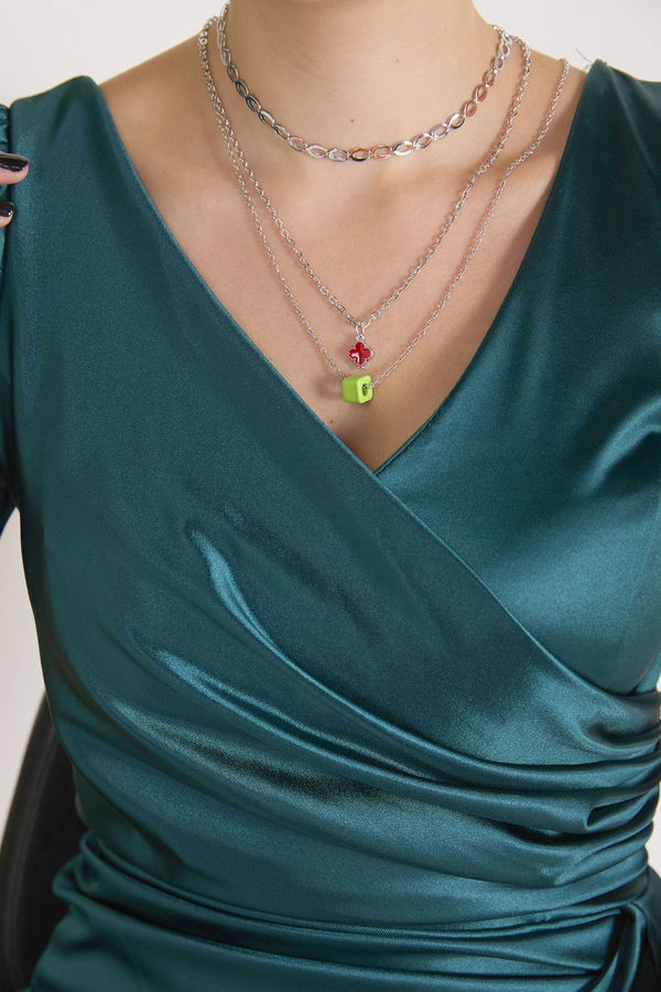 Kadın Yeşil Kolye - 23253