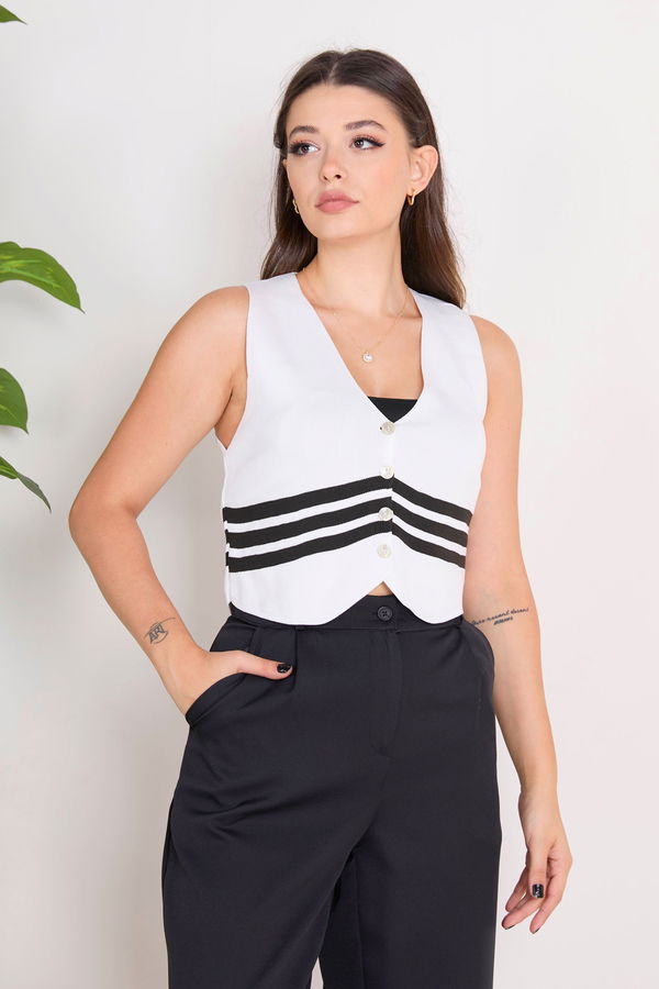 Düz Orta Kadın Beyaz Triko Hırka - 23362 BEYAZ