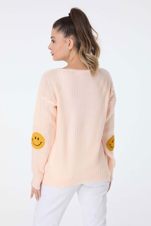 Düz Orta Kadın Pembe Triko Hırka - 23508 PEMBE