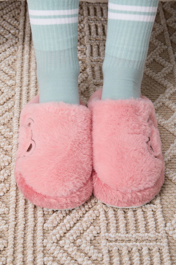 Kadın Pembe Peluş Ev Terliği - 23640