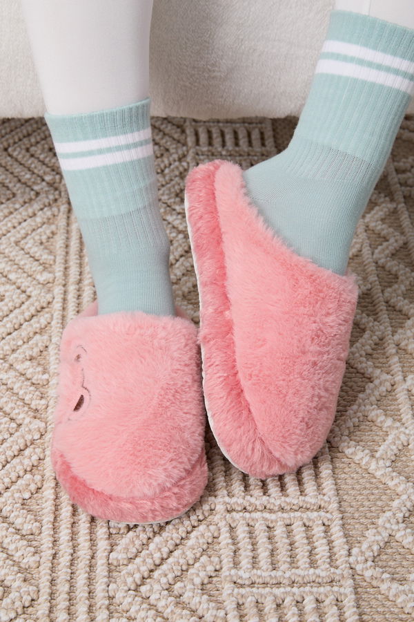 Kadın Pembe Peluş Ev Terliği - 23640