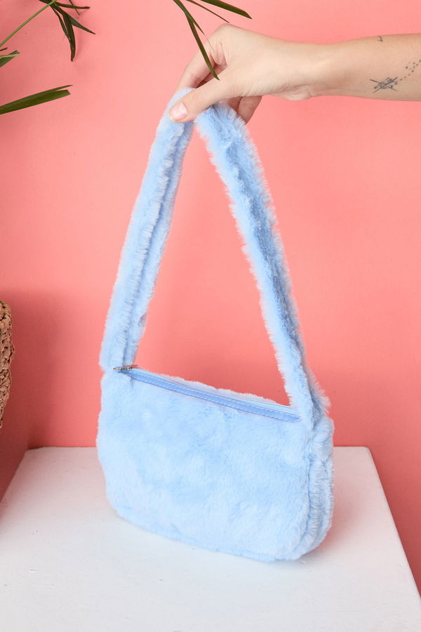 Kadın Mavi Peluş Çanta - 23629