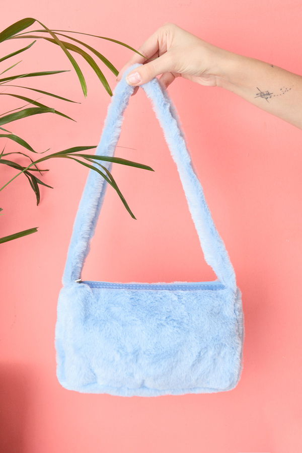 Kadın Mavi Peluş Çanta - 23629