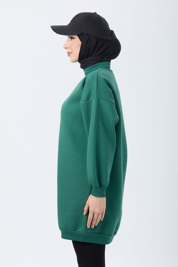 Düz Bisiklet Yaka Kadın Yeşil Sweat - 24111