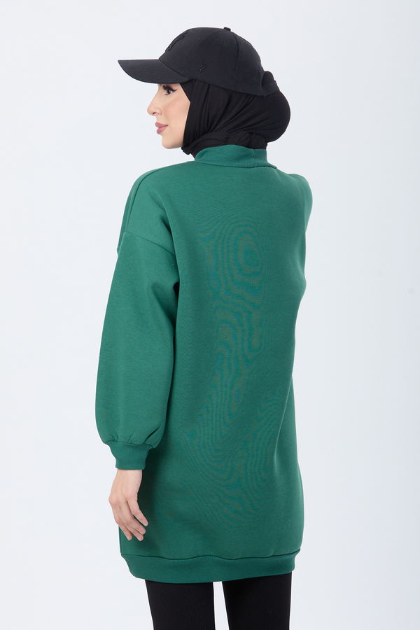 Düz Bisiklet Yaka Kadın Yeşil Sweat - 24111