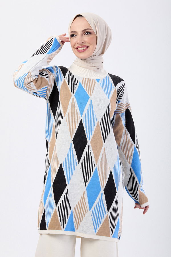 Düz Bisiklet Yaka Kadın Bej Triko Takım - 23780 BEJ