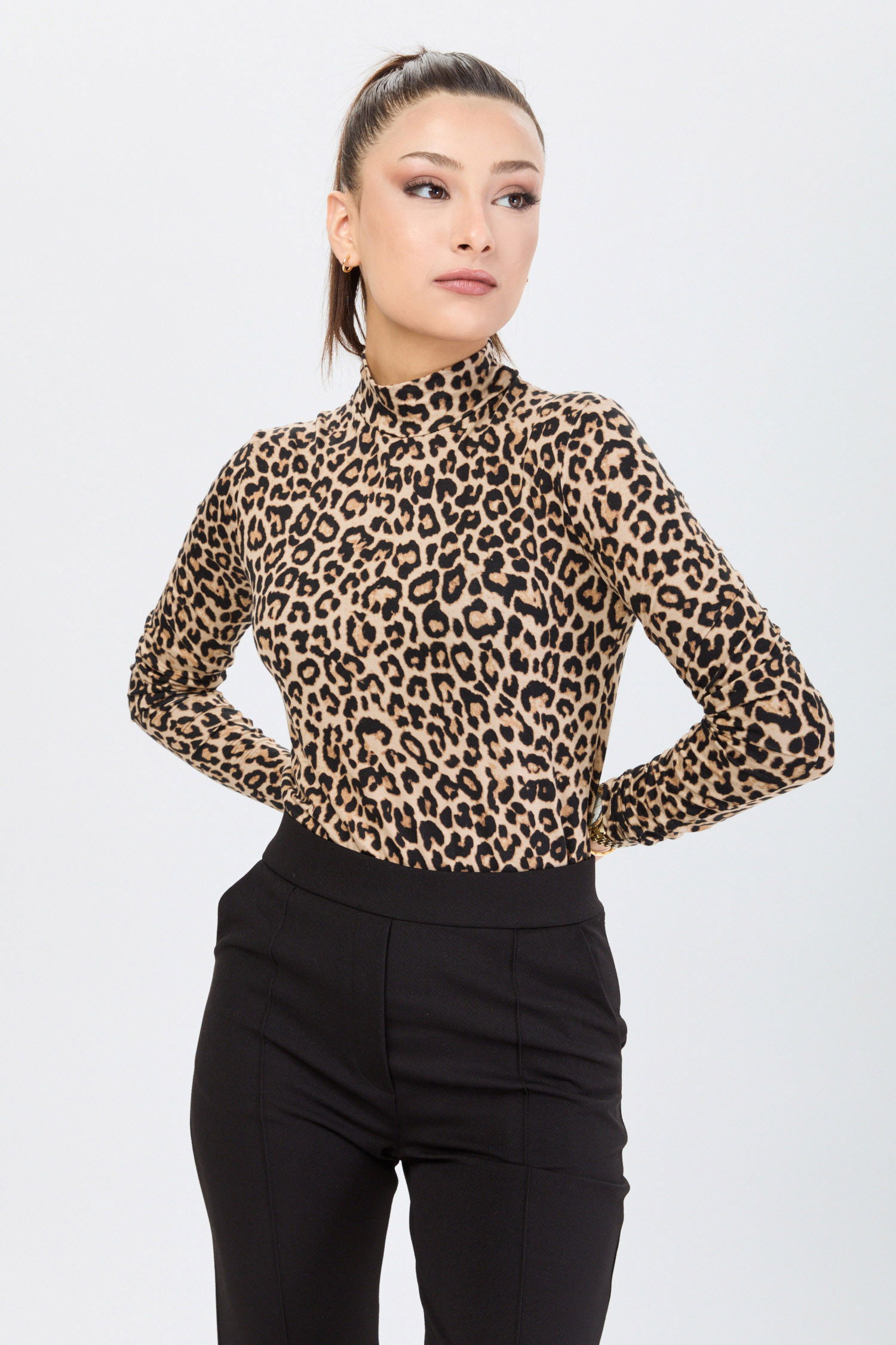 Düz Yarım Balıkçı Yaka Kadın Taba Bady - 24183 TABA