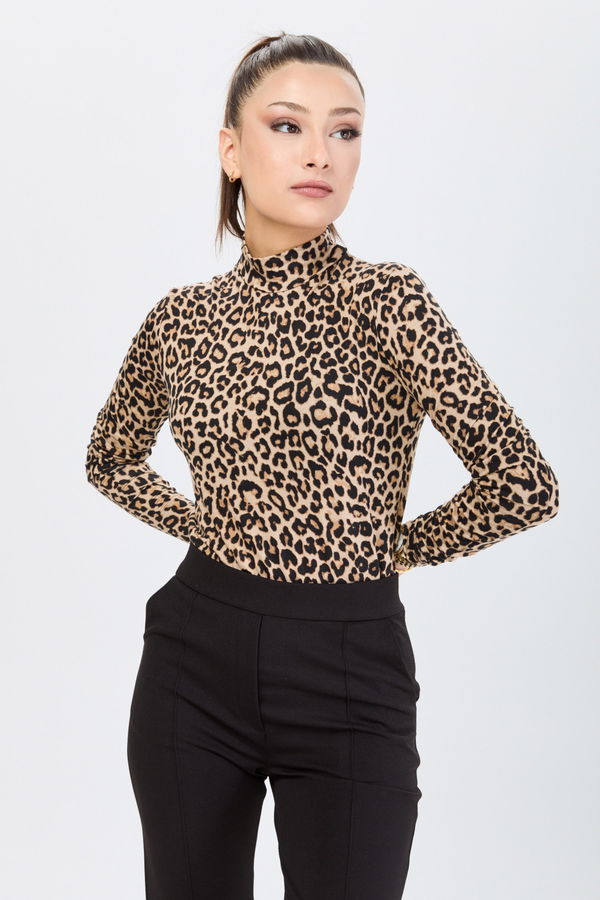 Düz Yarım Balıkçı Yaka Kadın Taba Bady - 24183 TABA