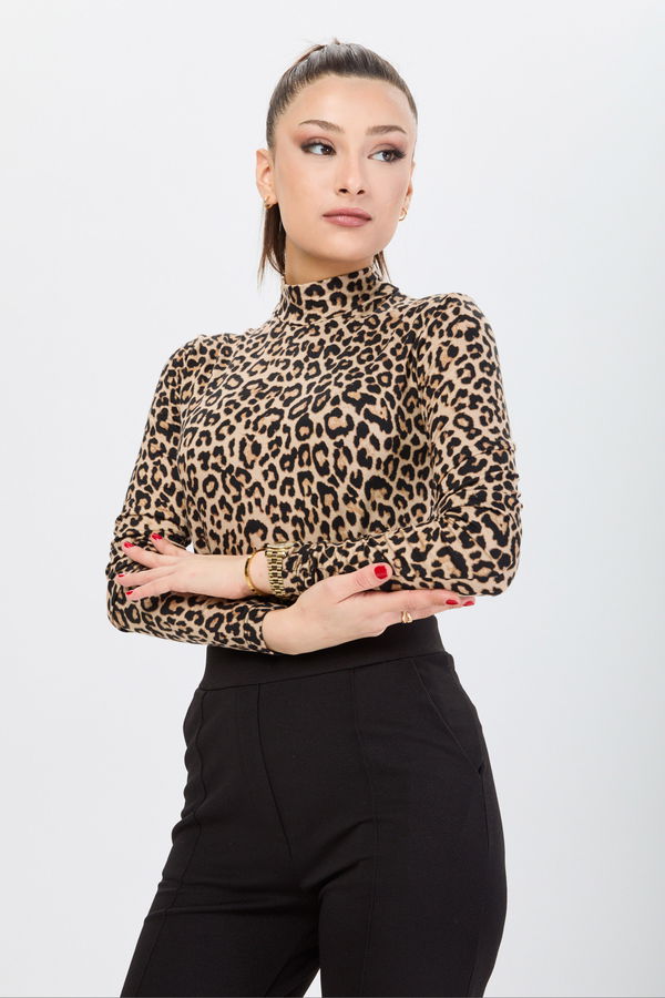 Düz Yarım Balıkçı Yaka Kadın Taba Bady - 24183 TABA
