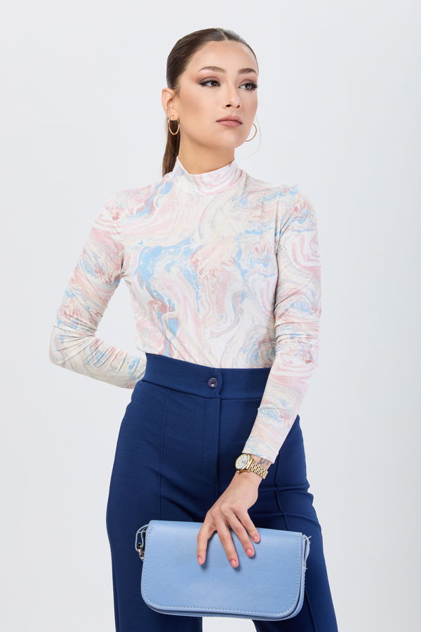 Düz Yarım Balıkçı Yaka Kadın Pembe Bady - 24186 PEMBE