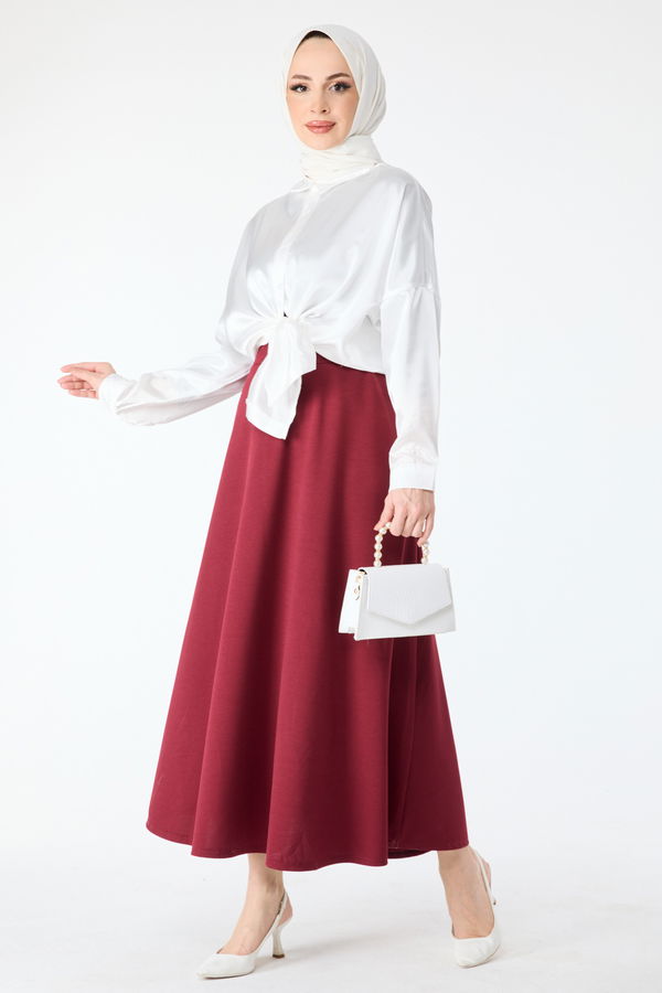 Düz Orta Kadın Bordo Etek - 24330 BORDO
