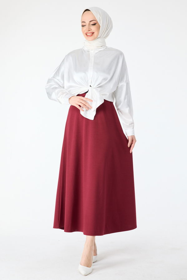 Düz Orta Kadın Bordo Etek - 24330 BORDO