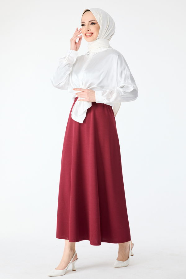 Düz Orta Kadın Bordo Etek - 24330 BORDO