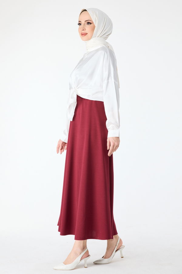 Düz Orta Kadın Bordo Etek - 24330 BORDO