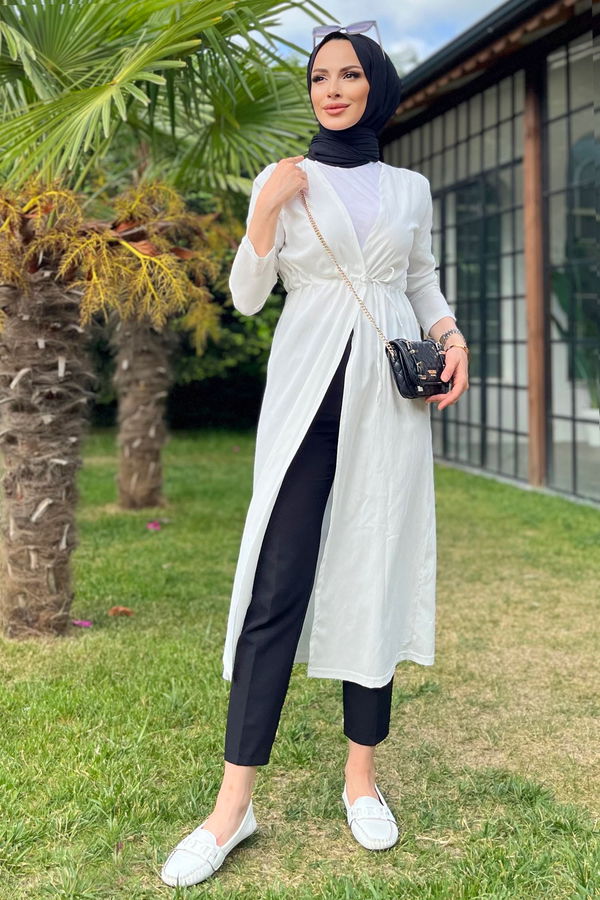 Düz Orta Kadın Beyaz Elbise - 11491 BEYAZ