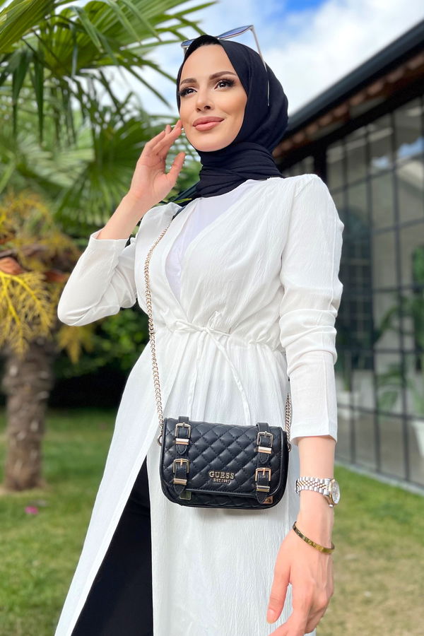 Düz Orta Kadın Beyaz Elbise - 11491 BEYAZ