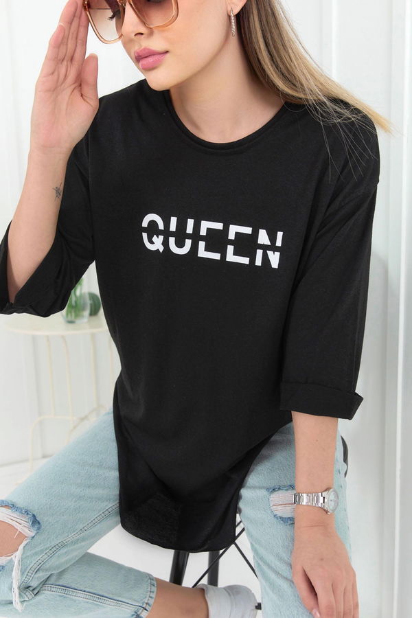 Düz Bisiklet Yaka Kadın Siyah T-Shirt - 22272