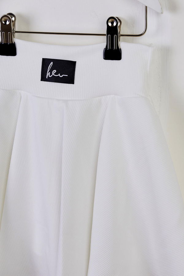 Kız Çocuk Beyaz Fitilli Crop Takım - 25781 BEYAZ