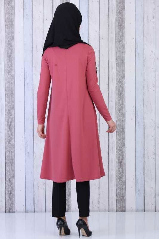 Düz Orta Kadın Pembe Tunik Kolye Kombin Gülkurusu - 02 6619 - 6619